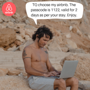 A man having holiday at the beach while managing his airbnb - power of smart locks